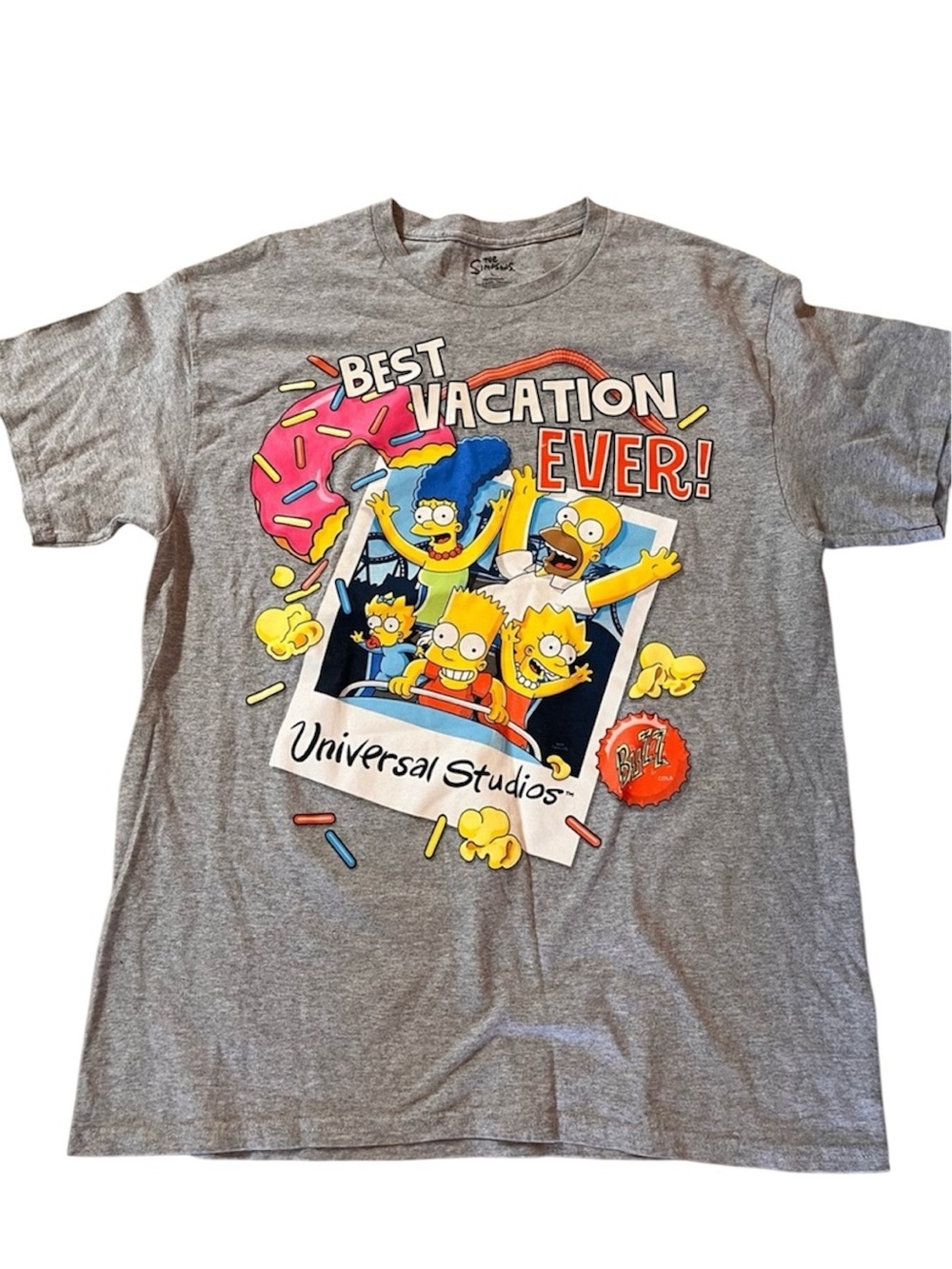 The Simpsons "Best Vacation Ever!" Universal Studios Gray Graphic Tee. Large
